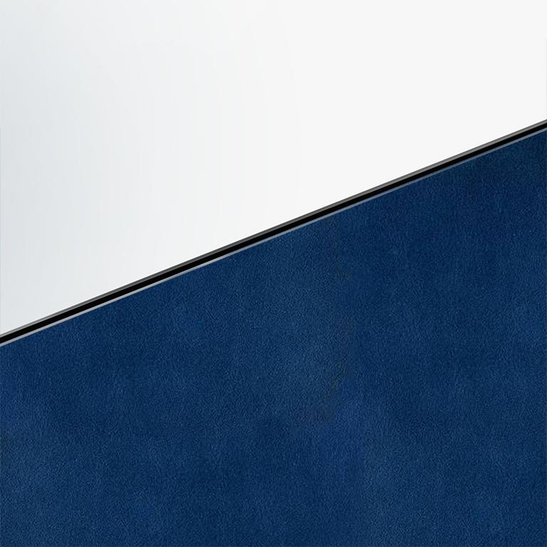 Clepsydra I 100 von Atlasproject Wandspiegel Blaues Leder Calacatta Goldmarmor (Italienisch) im Angebot