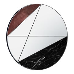 Clepsydra II 90 by Atlasproject Wall Mirror Brown Leather Black Marquinia