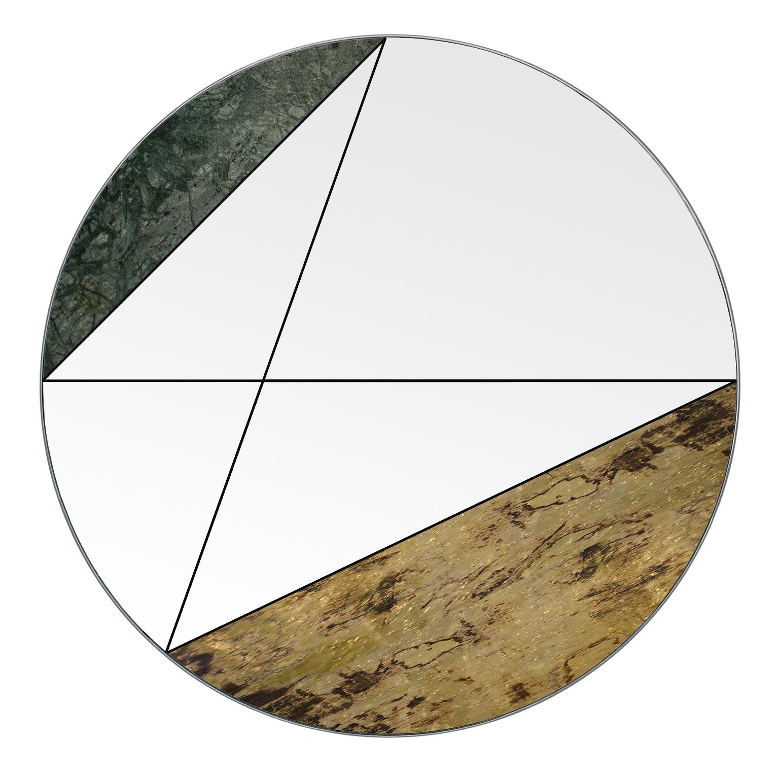 Clepsydra III 90 Wall Mirror by Atlasproject Guatemala Marble Antique Brass For Sale