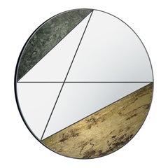 Clepsydra III 90 Wall Mirror by Atlasproject Guatemala Marble Antique Brass