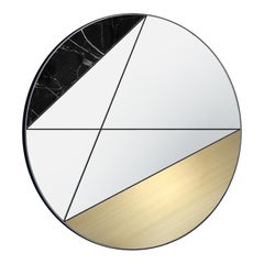 Clepsydra IV 90 Mirror by Atlasproject Brushed brass Black Marquinia marble