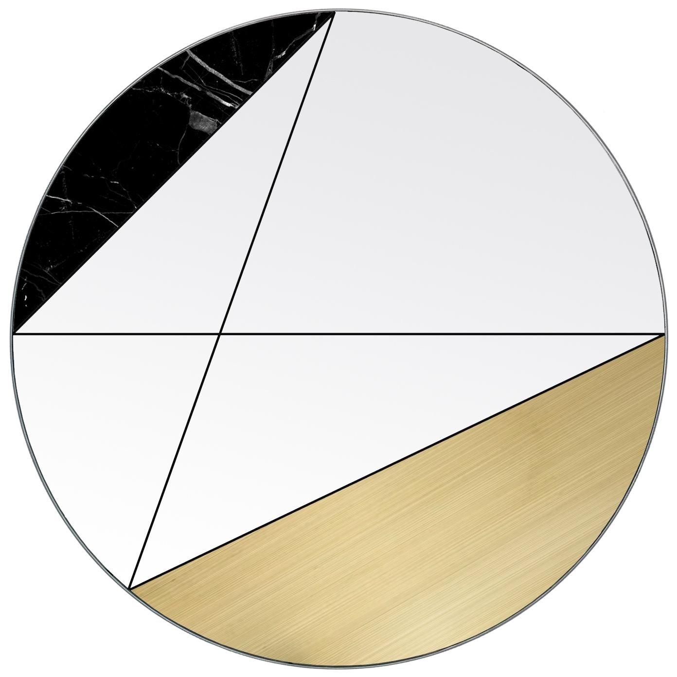 Clepsydra IV 90-Spiegel von Atlasproject, gebürstetes Messing, schwarzer Marquinia-Marmor im Angebot