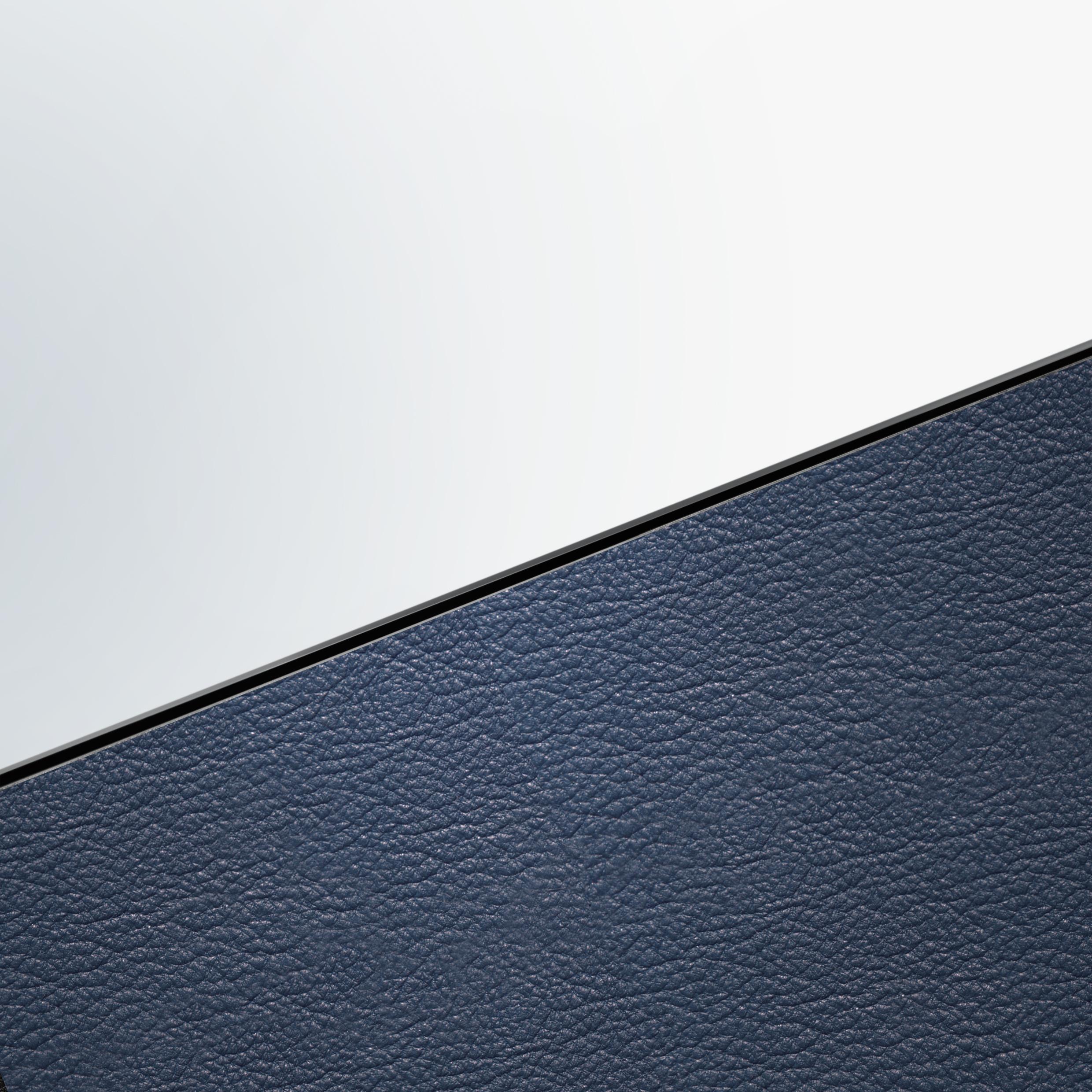 Clepsydra VII 100 von Atlasproject Wandspiegel Blaues Leder gebürstetes Messing (Moderne) im Angebot