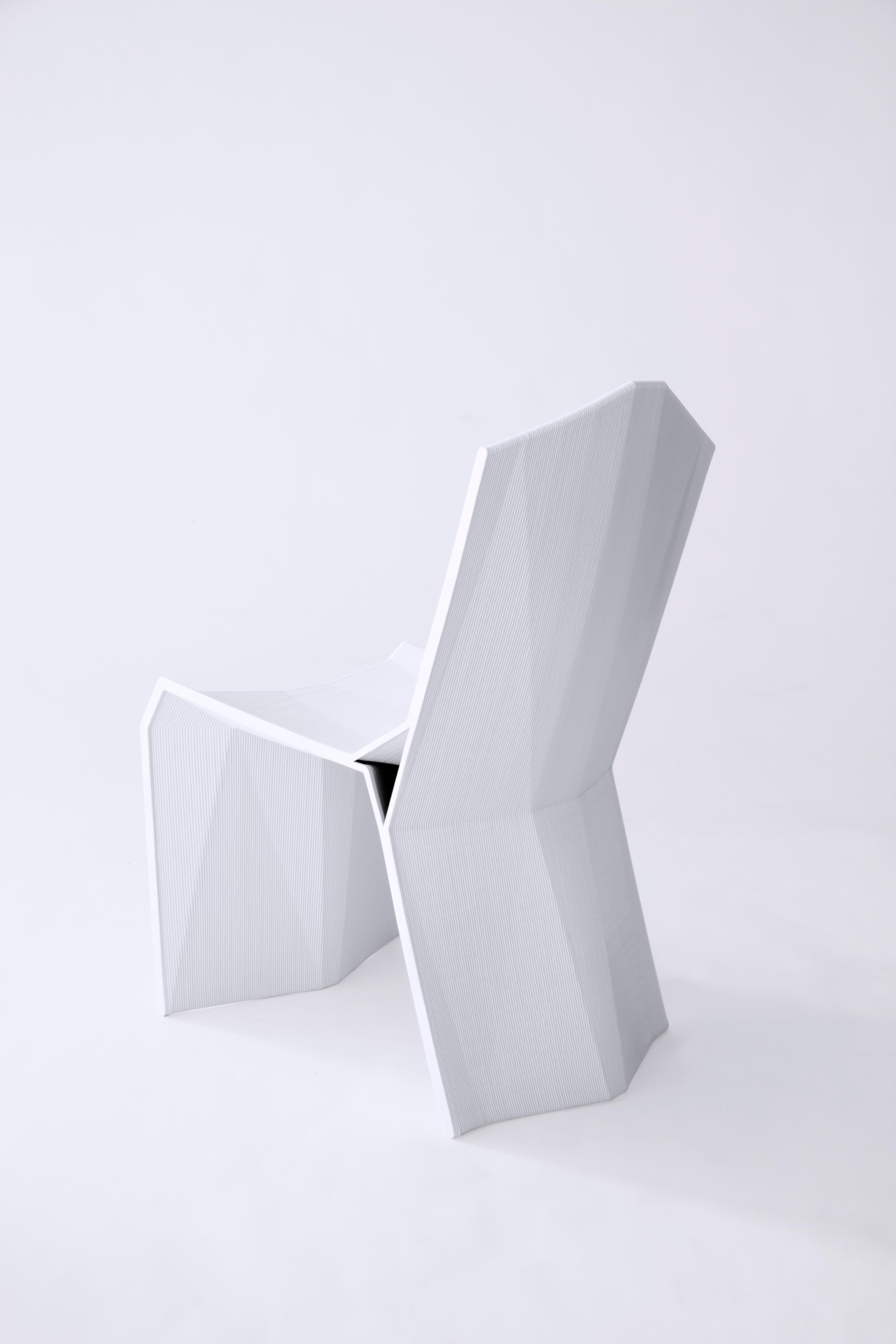 Contemporary Modern Manuel Jiménez Nagami Chair White 3D Printed Recycled Plastic For Sale