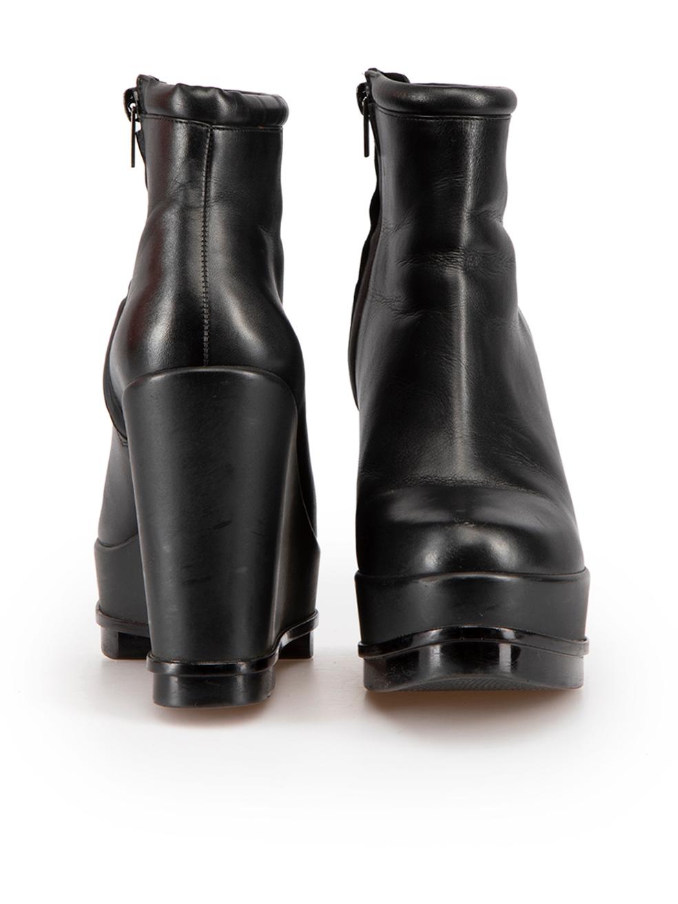 Clergerie Black Leather Ankle Wedge Boots Size IT 38 In Excellent Condition In London, GB