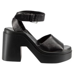 Clergerie Sandali con plateau in pelle nera misura IT 37,5