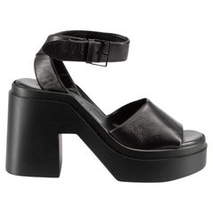 Clergerie Black Leather Chunky Platform Sandals Size IT 37.5