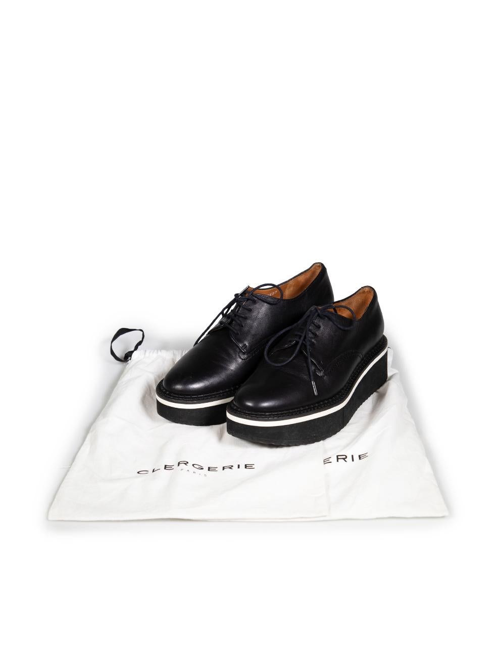 Clergerie Black Leather Lace-Up Oxfords Size IT 37.5 3