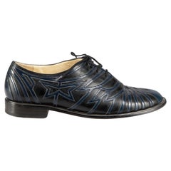 Clergerie Black Leather Patterned Oxfords Size US 5.5