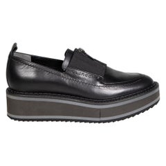 Clergerie Becka Loafers Schwarzes Leder mit Reißverschlussdetails, Größe IT 35.5
