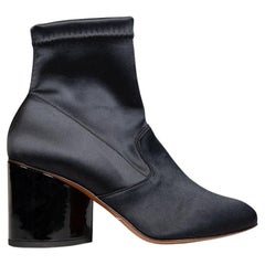 Clergerie Black Satin Stretch Sock Ankle Boots Size IT 37.5