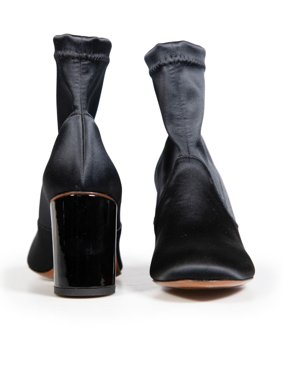 Clergerie Black Satin Stretch Sock Ankle Boots Size IT 37.5 In New Condition For Sale In London, GB