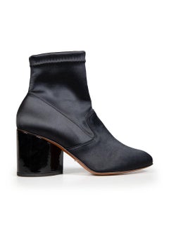 Clergerie Black Satin Stretch Sock Ankle Boots Size IT 37.5