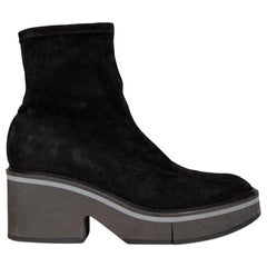 Clergerie Black Suede Platform Boots Size IT 39