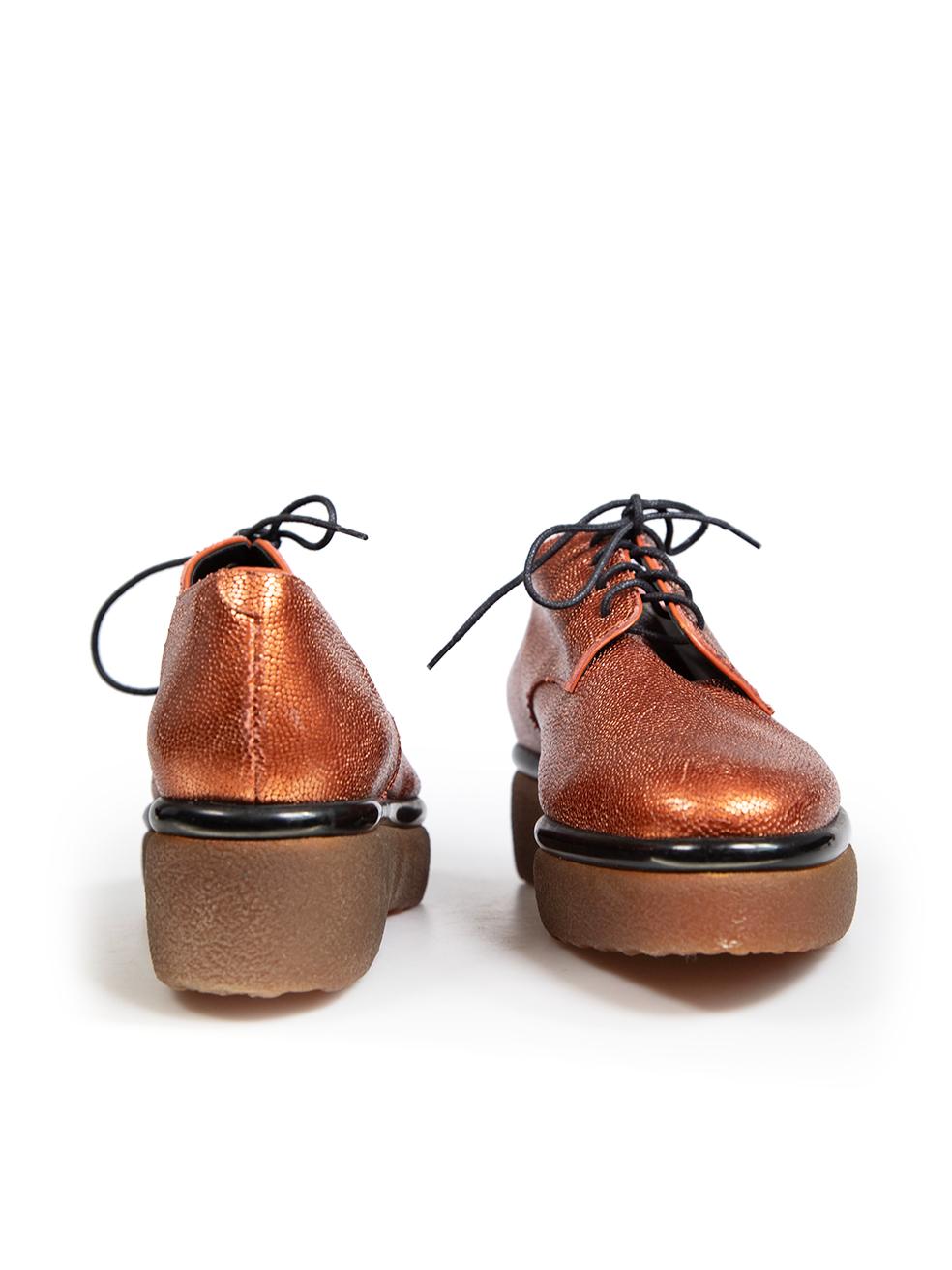 Clergerie Plataforma de cuero marrón metalizado Oxfords Talla IT 38 Marrón en venta