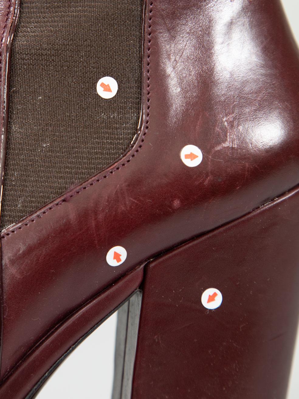 Bottes Chelsea à talons en cuir bordeaux Clergerie, Taille US 6,5 en vente 5