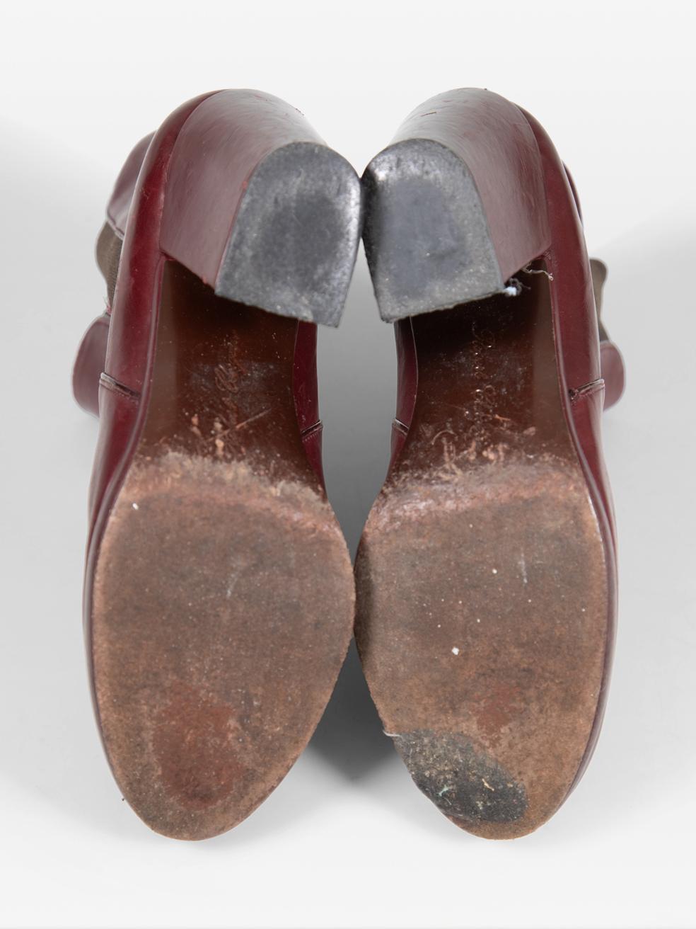 Bottes Chelsea à talons en cuir bordeaux Clergerie, Taille US 6,5 Excellent état - En vente à London, GB