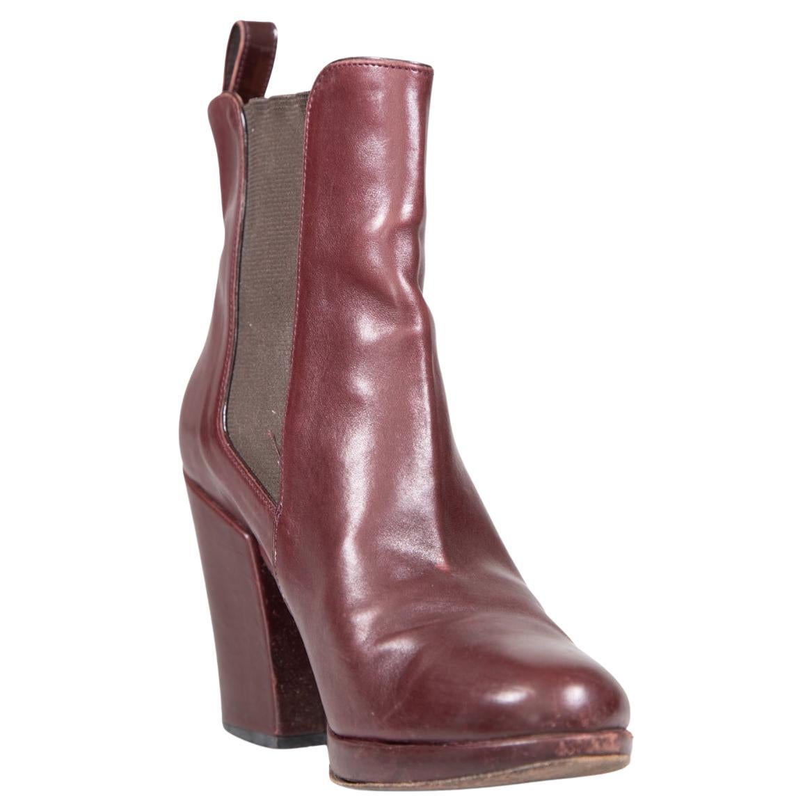 Clergerie Burgundy Leather Heeled Chelsea Boots Size US 6.5
