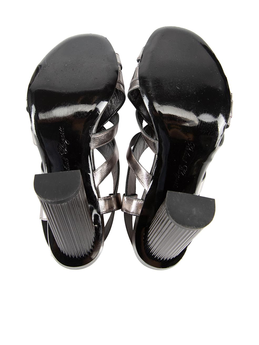 Sandales à talons à lanières grises métalliques Clergerie, Taille IT 38 Pour femmes en vente