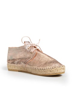 Clergerie Rosa Metallic Leder Espadrilles mit Schnürung Größe IT 38