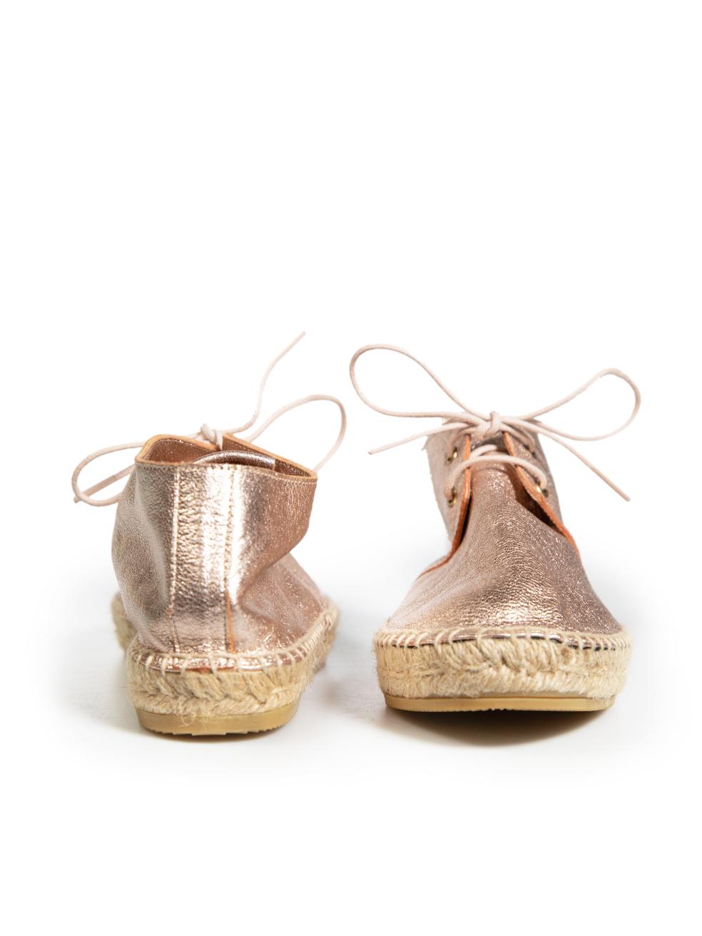 Clergerie Rosa Metallic Leder Espadrilles mit Schnürung Größe IT 38 (Beige) im Angebot