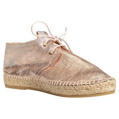 Clergerie Espadrilles lacées en cuir rose métallisé, taille IT 38