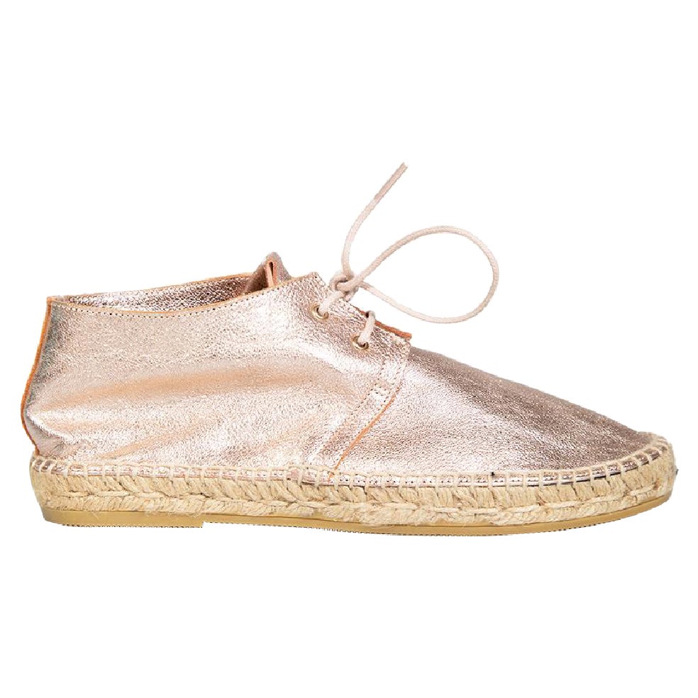 Clergerie Pink Metallic Leather Laced Espadrilles Size IT 38