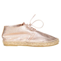 Clergerie Pink Metallic Leather Laced Espadrilles Size IT 38