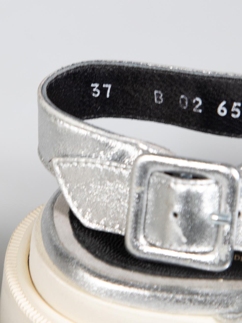 Clergerie Silver Leather Cross Strap Sandals Size IT 37 For Sale 2