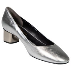 Clergerie Silver Leather Low Heel Pumps Size IT 39