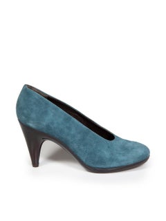 Clergerie Teal Suede Sculptural Pumps Size UK 5