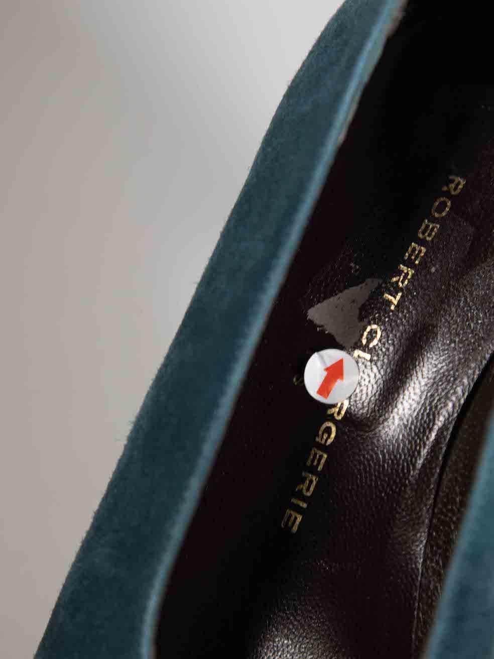 Clergerie Bombas esculturales de ante verde azulado Talla UK 5 en venta 1