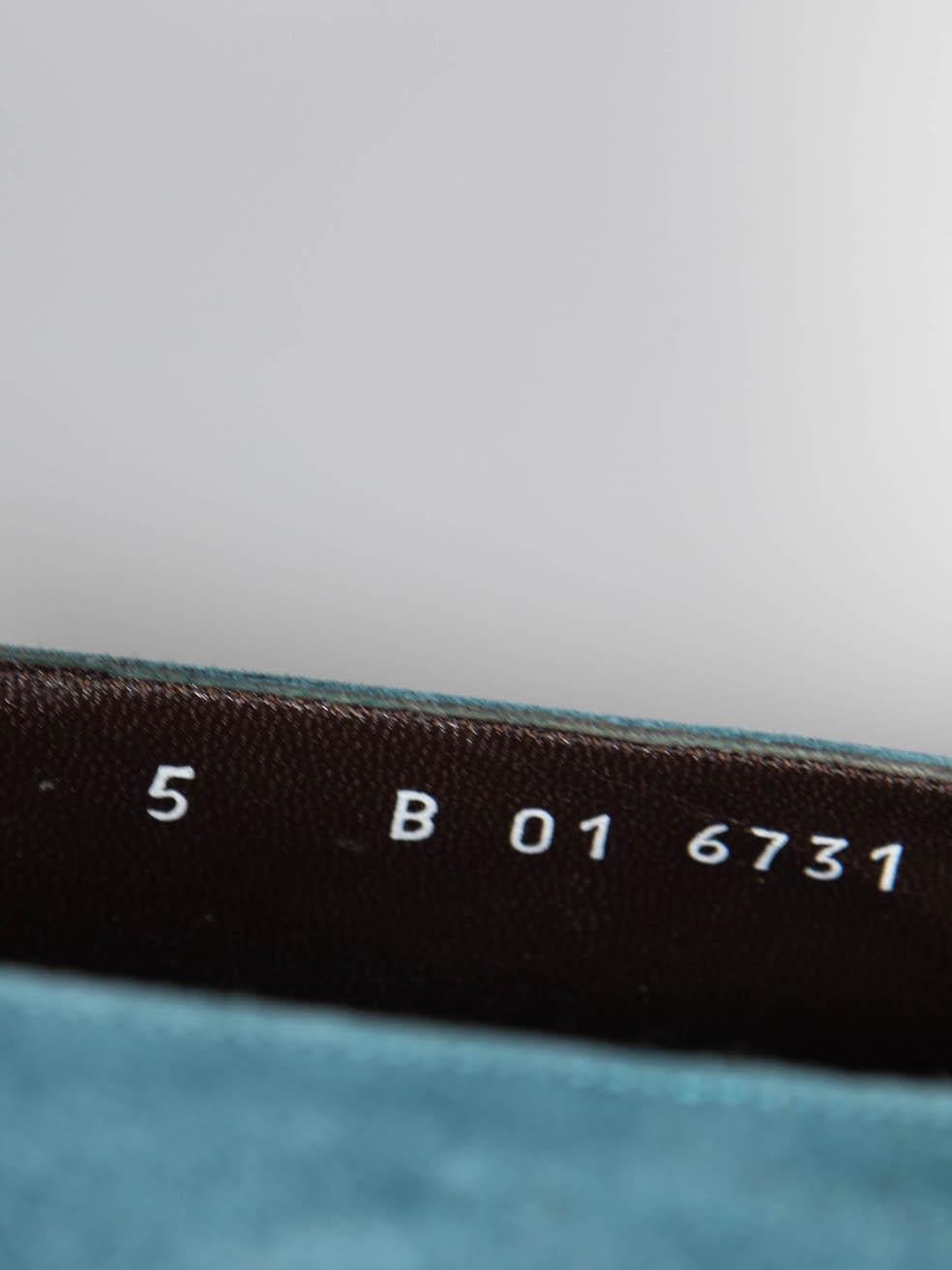 Clergerie Bombas esculturales de ante verde azulado Talla UK 5 en venta 3