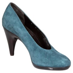 Clergerie Teal Suede Sculptural Pumps Size UK 5