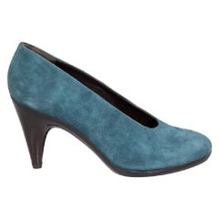 Clergerie Teal Suede Sculptural Pumps Size UK 5