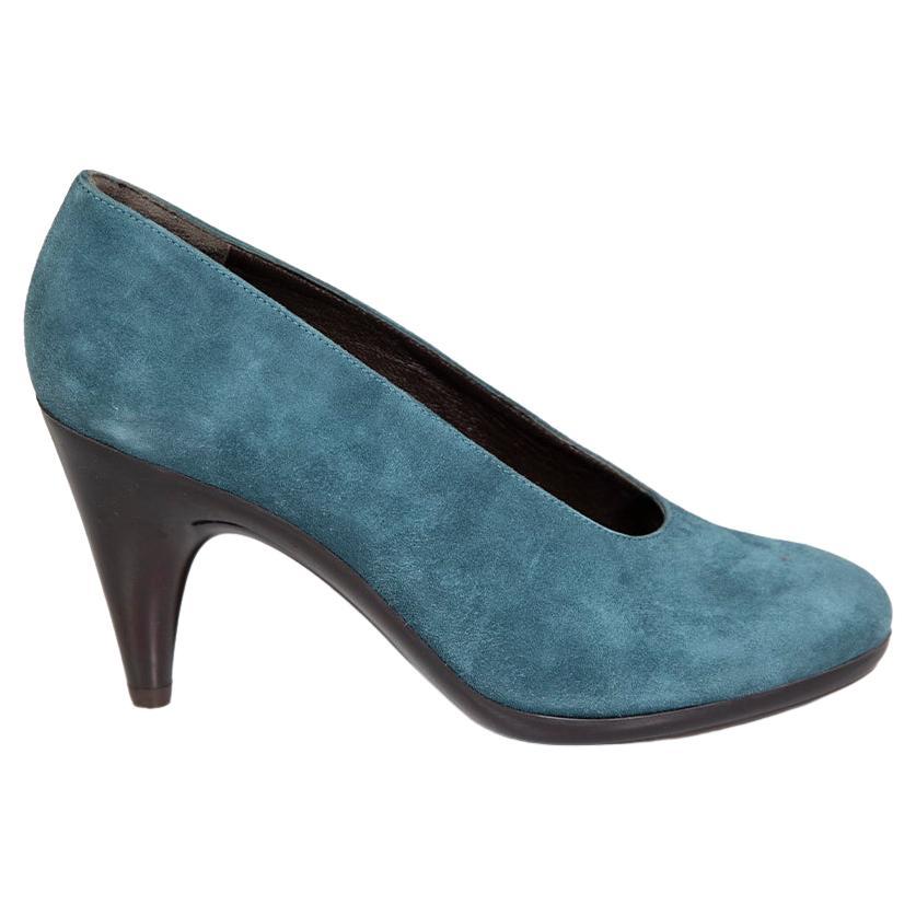 Clergerie Bombas esculturales de ante verde azulado Talla UK 5