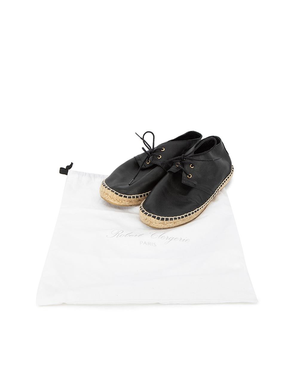 Clergerie Women's Robert Clergerie Black Leather Espadrilles For Sale 2