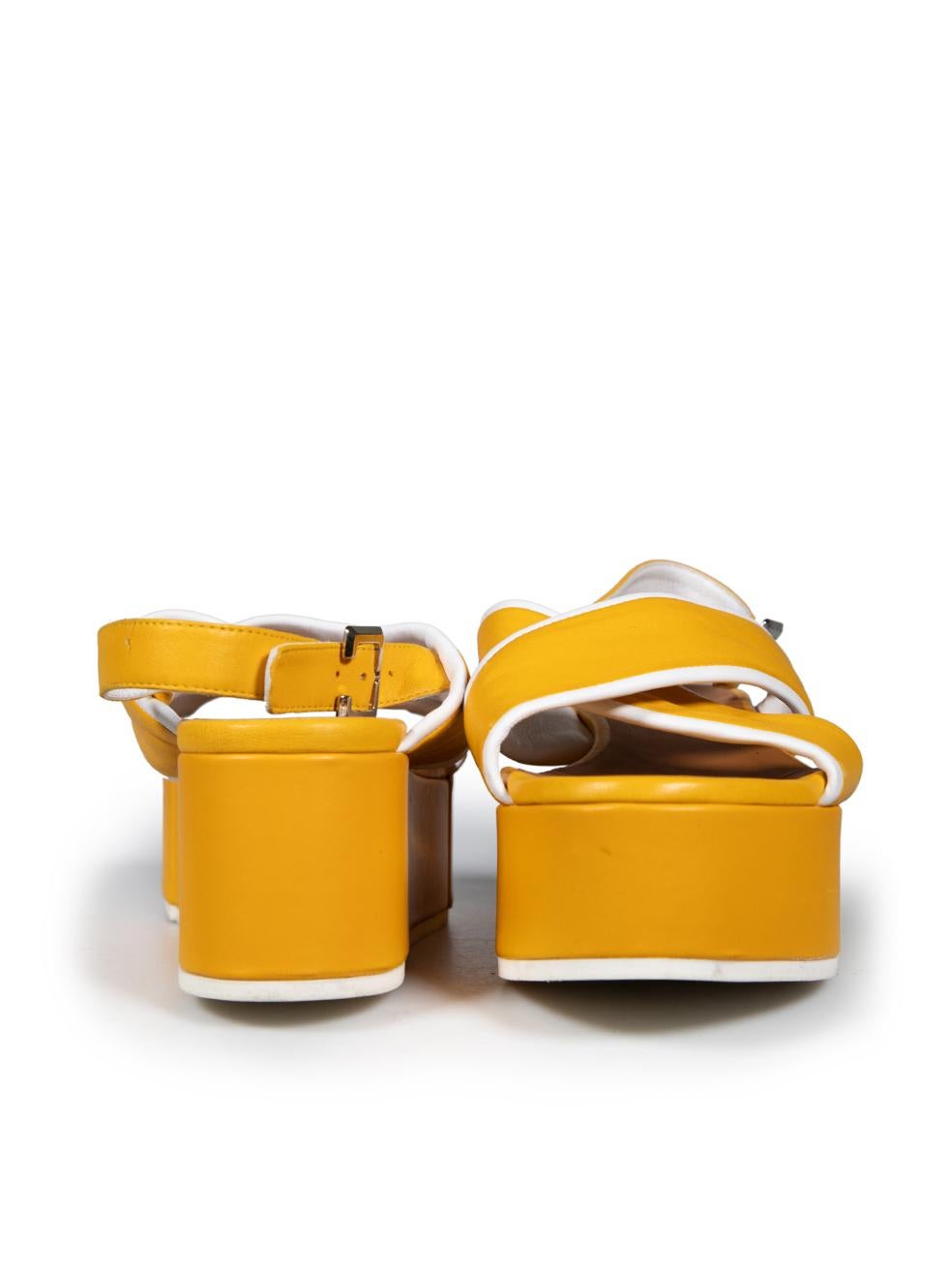 Clergerie Yellow Leather Platform Sandals Size IT 36.5 In Good Condition In London, GB