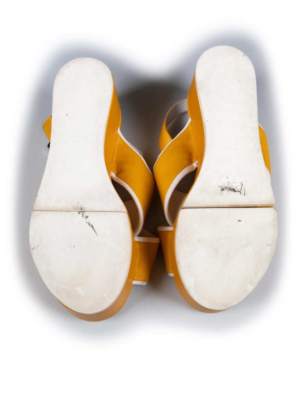 Women's Clergerie Yellow Leather Platform Sandals Size IT 36.5