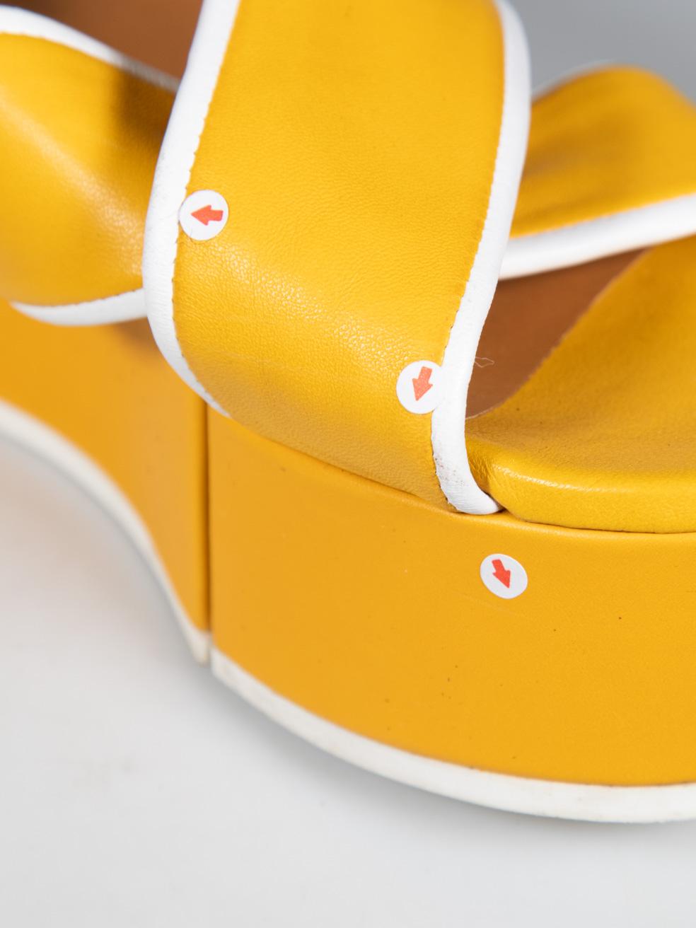 Clergerie Yellow Leather Platform Sandals Size IT 36.5 4