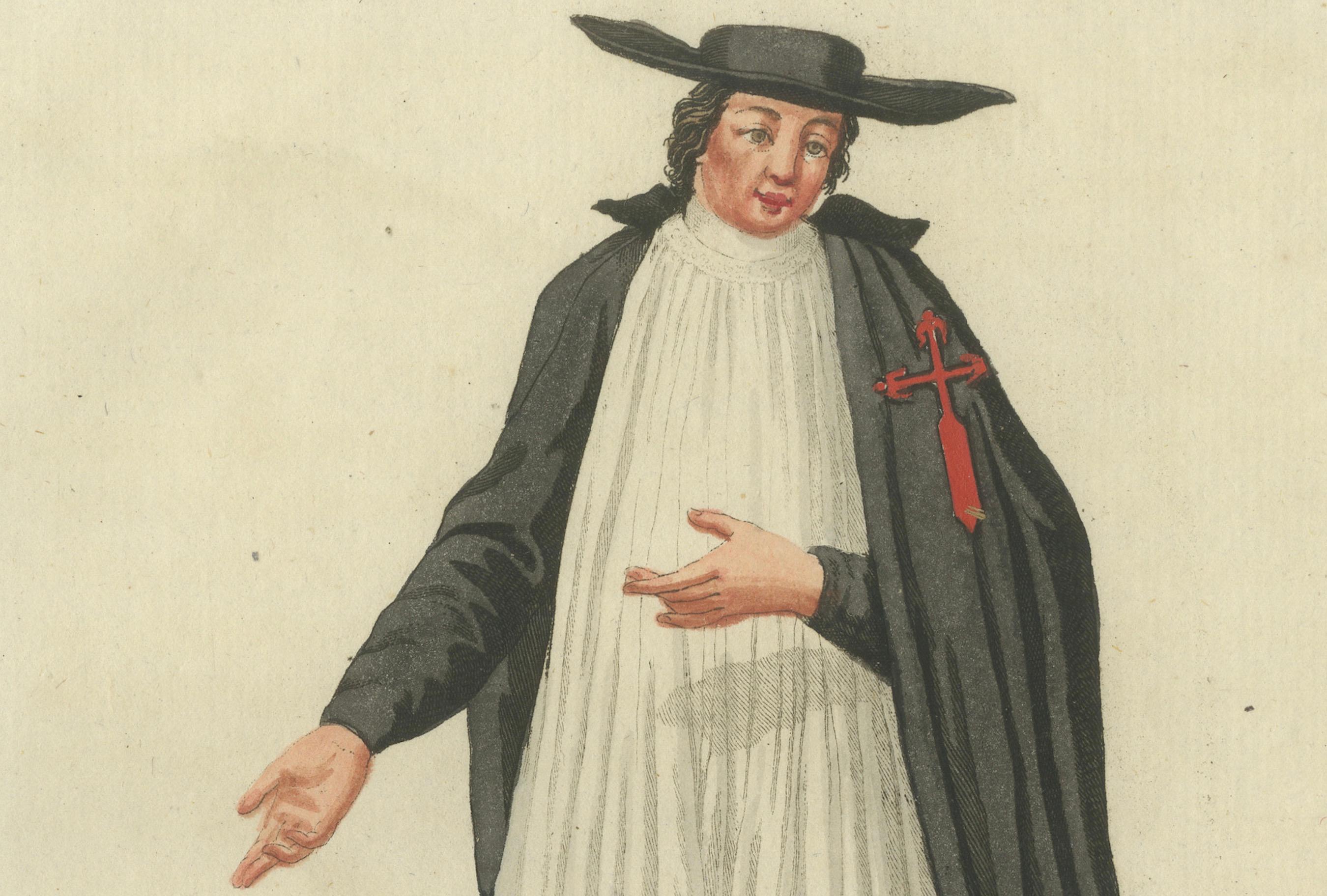 Engraved Cleric of the Order of Saint James in Spain in Ordinary Dress, 1791 Engraving For Sale
