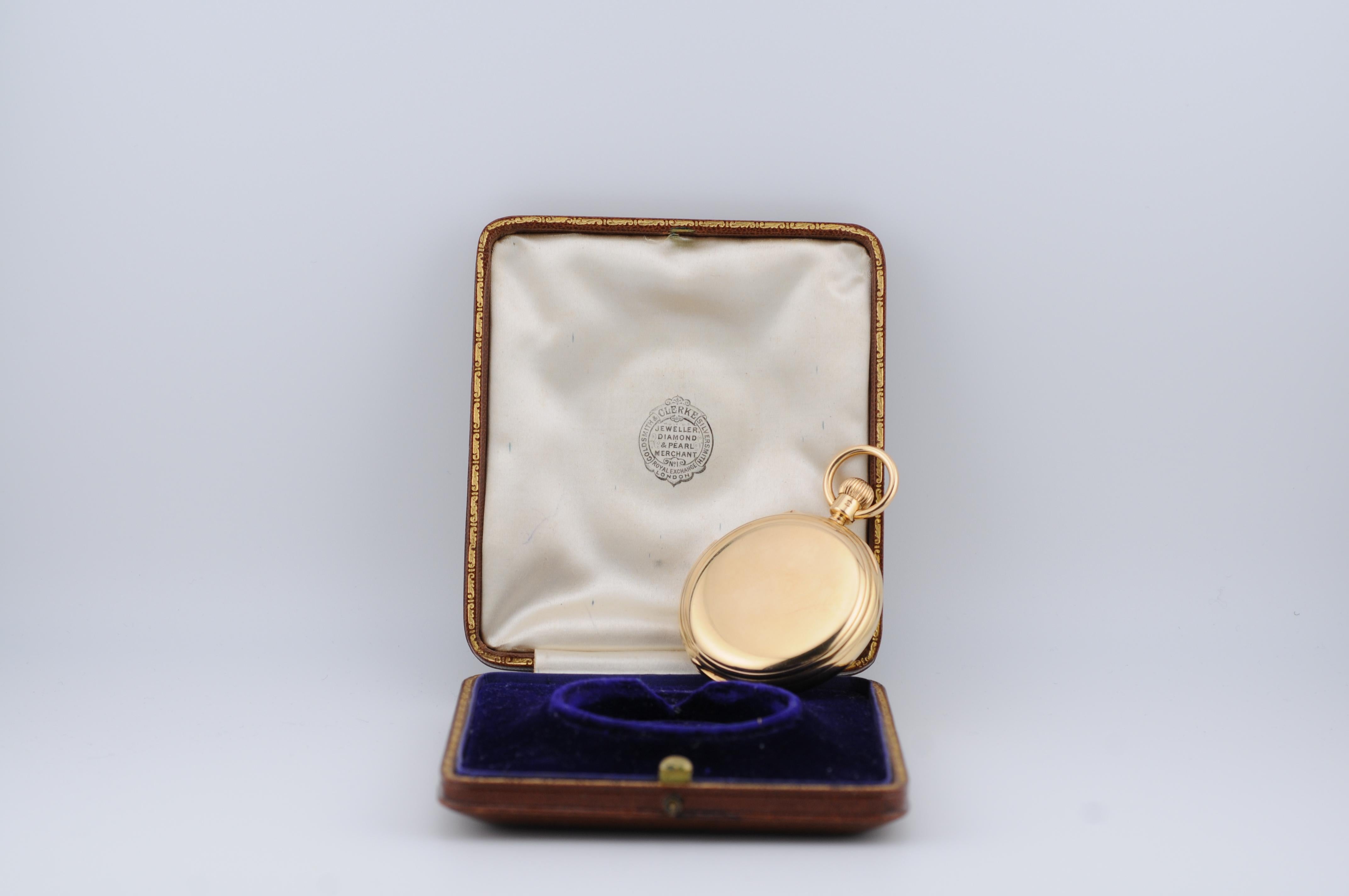 Aesthetic Movement Clerke Royal Pocket Watch – 18K Solid Yellow Gold For Sale