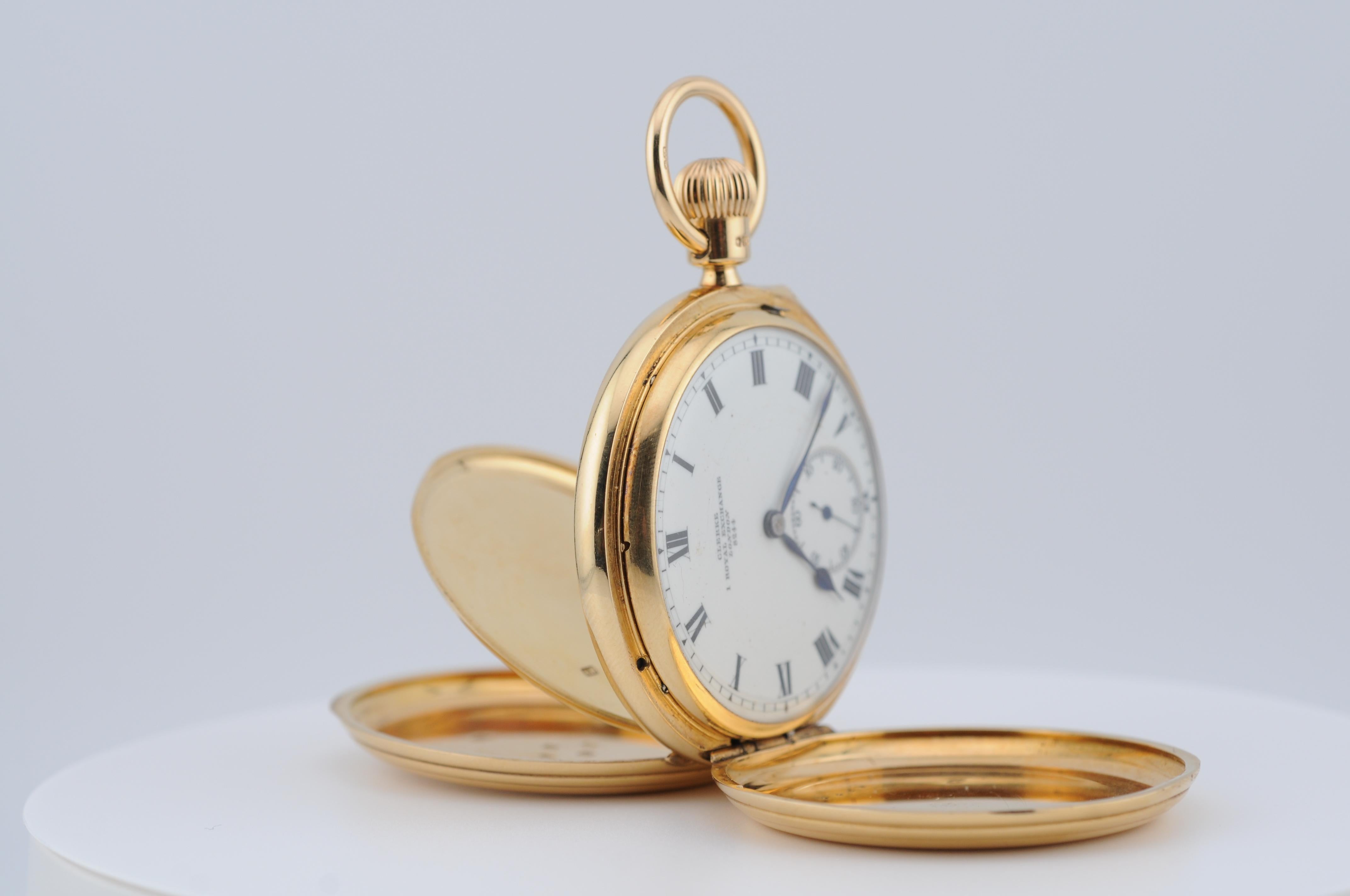 Women's or Men's Clerke Royal Pocket Watch – 18K Solid Yellow Gold For Sale