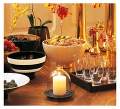 Clermont Candleholder in Burnished Brass with Glass Funnel by Lluis Clotet