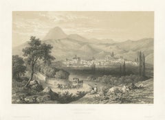 Clermont Ferrand France, Romantic Lithograph Landscape, Bichebois, 1849