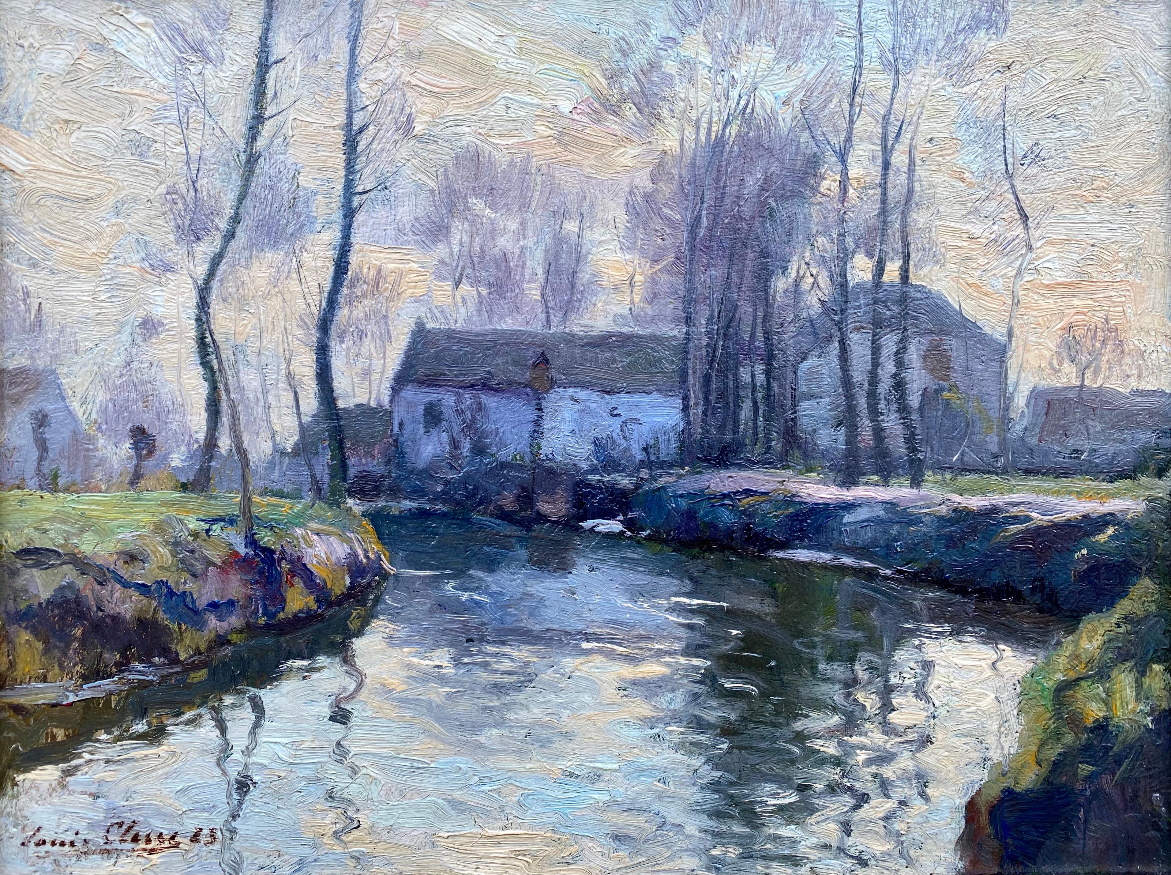 Flusslandschaft, Louis Clesse, Brüssel 1889 - 1961, Belgischer Maler, Signiert – Painting von Clesse Louis