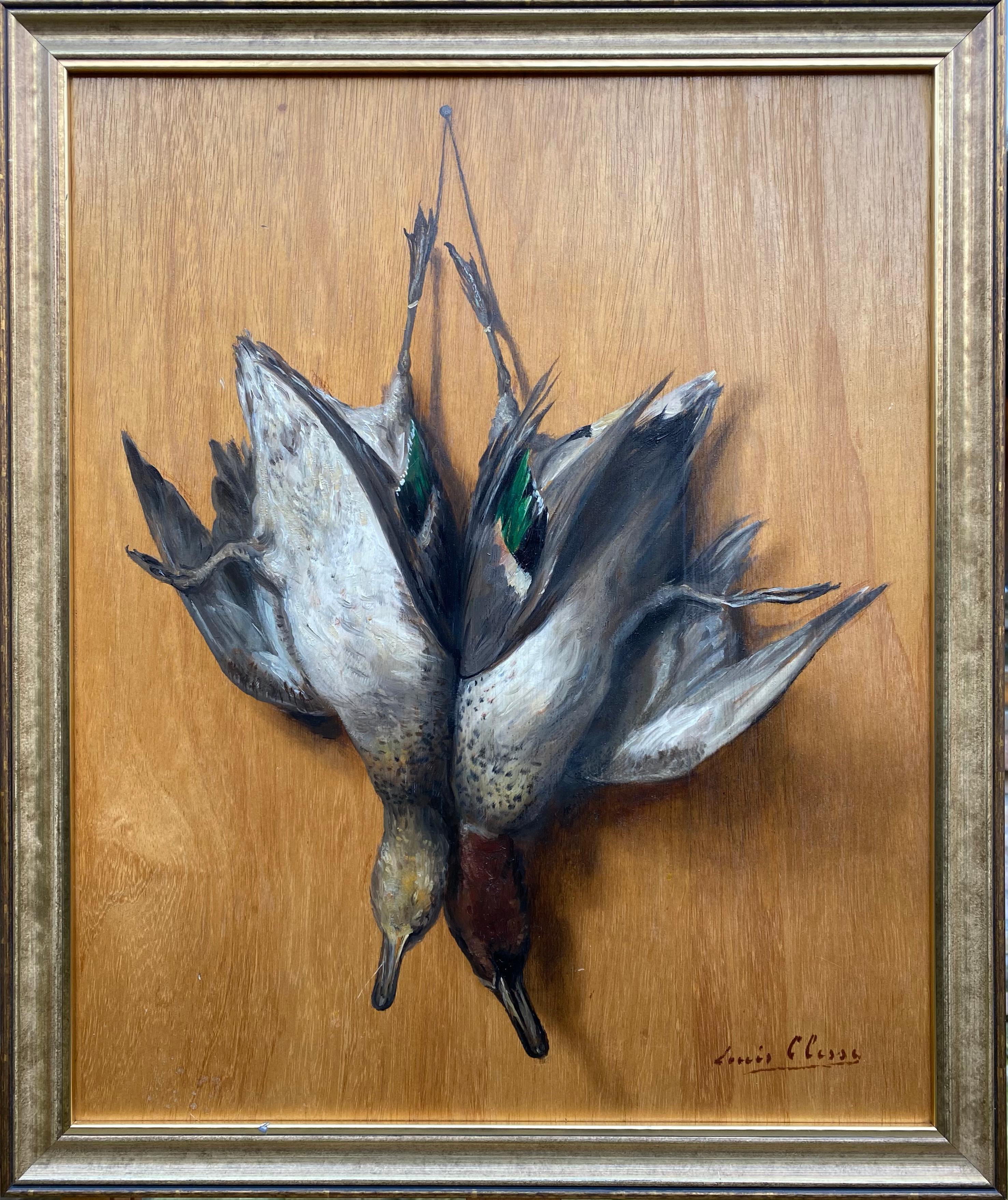 Clesse Louis Still-Life Painting - Trompe L’Oeil of Two Ducks, Louis Clesse, Brussels 1889 – 1961, Belgian Painter