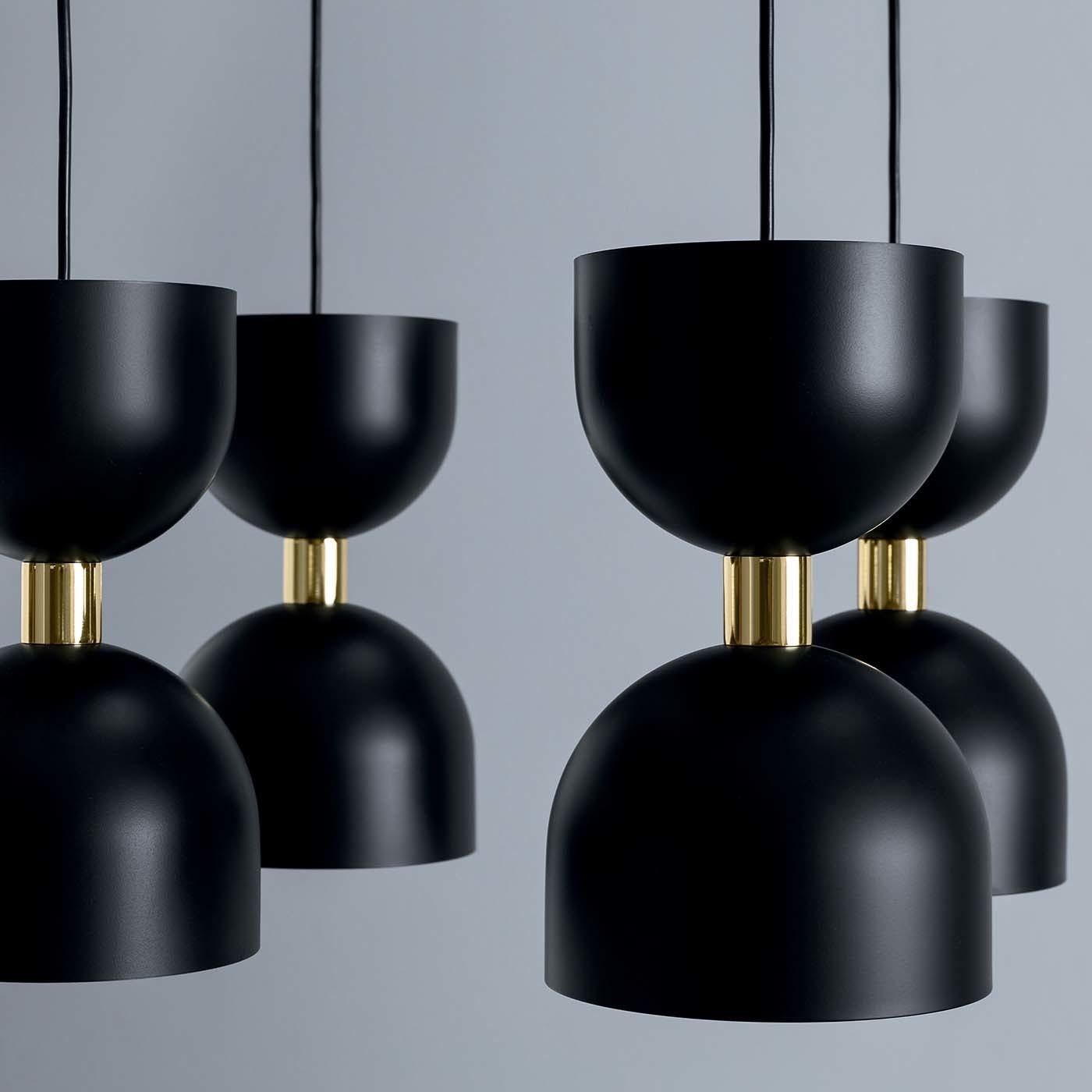 italien Plafonnier Clessidra noir à huit lumières par Matteo Zorzenoni en vente