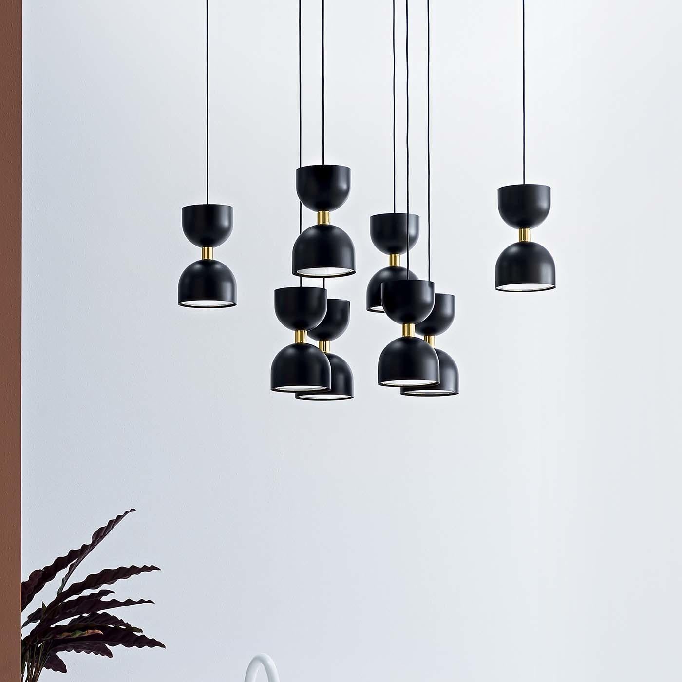 Clessidra Eight-Light Black Ceiling Lamp by Matteo Zorzenoni In New Condition For Sale In Milan, IT