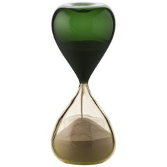 Clessidra Glass Hourglass in Green and Sand by Venini